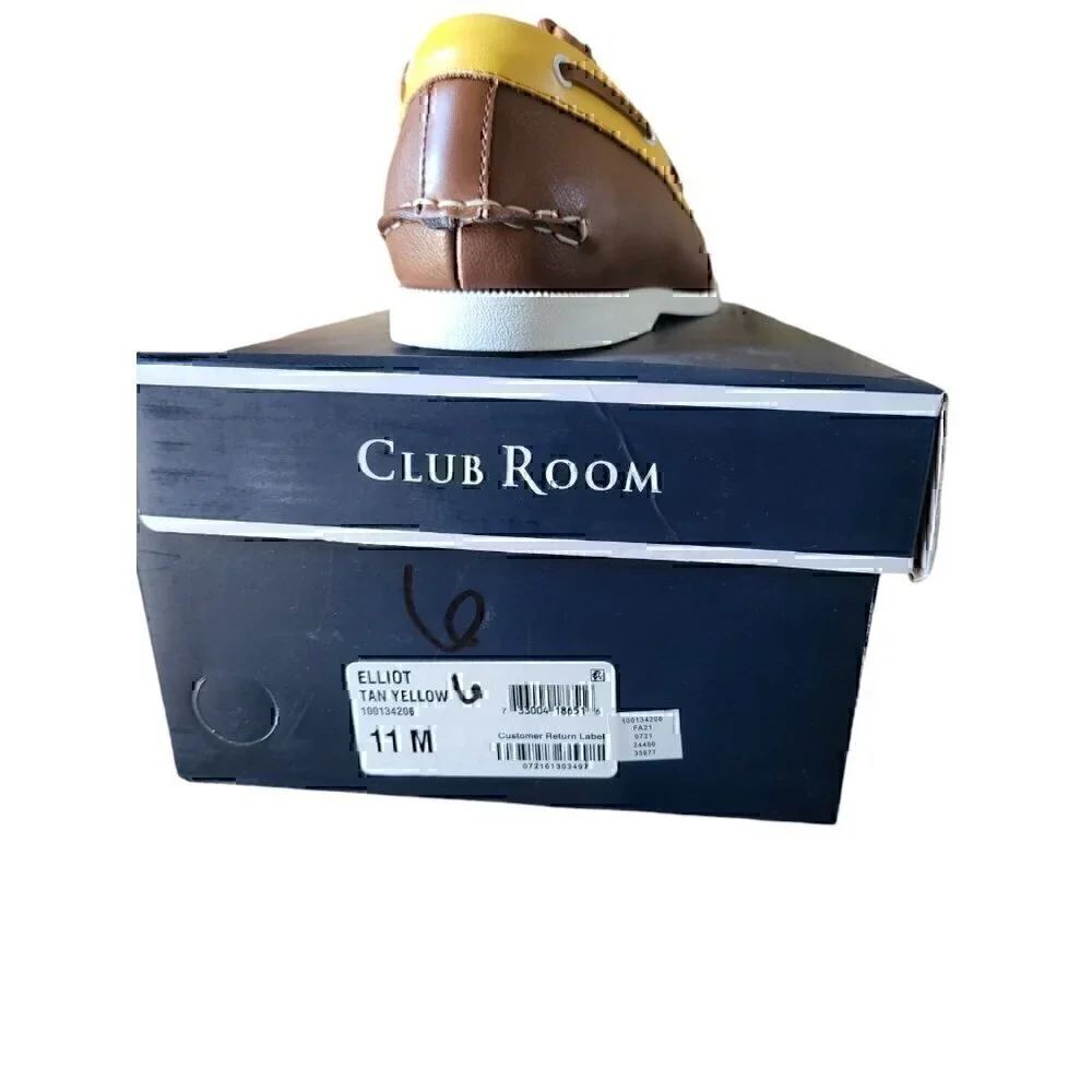 Club Room Men's Elliot Moc-Toe Lace Up Boat Shoes Tan Yellow 11M New